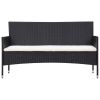 4 Piece Garden Lounge Set With Cushions Poly Rattan Black(D0102HEJCEU)