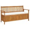 Storage Bench with Cushion 58.2" Solid Acacia Wood(D0102HEJCIA)