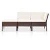3 Piece Garden Lounge Set with Cushions Poly Rattan Brown(D0102HEJZ5W)