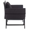 Garden Bench with Cushions 69.3" Black Poly Rattan(D0102HEJB0W)
