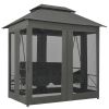 Outdoor Convertible Swing Bench with Canopy Anthracite 86.6"x63"x94.5" Steel(D0102HEJ0U7)