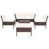 6 Piece Garden Lounge Set with Cushions Poly Rattan Brown(D0102HEJMFY)