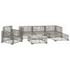 6 Piece Garden Lounge Set with Cushions Poly Rattan Gray(D0102HEJDBA)