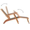Sun Lounger Solid Acacia Wood and Textilene(D0102HEJCYV)