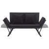 Garden Bench with Cushions 69.3" Black Poly Rattan(D0102HEJB0W)