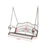 Hanging Iron Porch Swing Outdoor Patio Furniture Chair w/Armrests, Mounting Chains(D0102HHV30G)