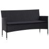 4 Piece Garden Lounge Set With Cushions Poly Rattan Black(D0102HEJCPV)