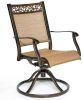 Outdoor 5 Piece Dining Set Patio Furniture w/ Aluminum Swivel Rocker Sling Chair Set 4pcs & 48inch Tempered Glass Top Table(D0102HPY52Y)