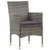 4 Piece Garden Lounge Set with Cushions Poly Rattan Gray(D0102HEJCE7)