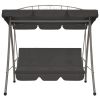 Outdoor Convertible Swing Bench with Canopy Anthracite 78"x47.2"x80.7" Steel(D0102HEJ0UG)