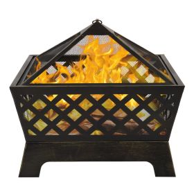 26.4" Fireplace Backyard Wood Burn Heater Steel Bowl Star Patio Fire Pit Outdoor(D0102HHVFZA)
