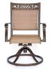 Outdoor 5 Piece Dining Set Patio Furniture w/ Aluminum Swivel Rocker Sling Chair Set 4pcs & 48inch Tempered Glass Top Table(D0102HPY52Y)