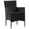 4 Piece Garden Lounge Set with Cushions Poly Rattan Black(D0102HEJCEG)