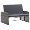2 Piece Garden Lounge Set with Cushions Poly Rattan Gray(D0102HEJBI7)