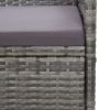 3-Seater Garden Sofa with Cushions Gray Poly Rattan(D0102HEJCSA)