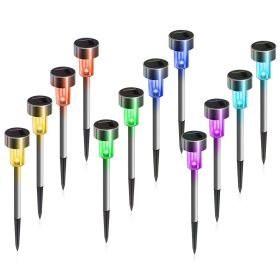 12 Pcs LED Stainless Steel Outdoor Garden Solar Lights for Pathway Walkway Patio Yard Lawn Cool White XH(D0102HPZYBY)