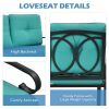 2PCS Patio Loveseat Bench Table Furniture Set with Cushioned Chair(D0102HH65WP)