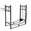 Steel Firewood Log Storage Rack Accessory and Tools for Indoor Outdoor Fire Pit Fireplace(D0102H5A9AY)