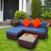 3 Piece Patio Sectional Wicker Rattan Outdoor Furniture Sofa Set(D0102HET137)