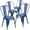 Commercial Grade 4 Pack Distressed Metal Indoor-Outdoor Stackable Chair(D0102HEI4CV)