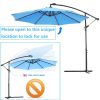 10 FT Solar LED Patio Outdoor Umbrella Hanging Cantilever Umbrella Offset Umbrella Easy Open Adustment with 24 LED Lights -blue(D0102HEBERV)