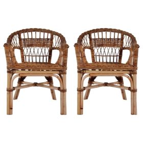 Outdoor Chairs 2 pcs Natural Rattan Brown(D0102HE0WSA)