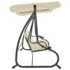 Outdoor Swing Bench with Canopy Sand White(D0102HETIJU)