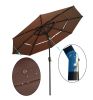 9Ft 3-Tiers Outdoor Patio Umbrella with Crank and tilt and Wind Vents for Garden Deck Backyard Pool Shade Outside Deck Swimming Pool(D0102HEBEWU)