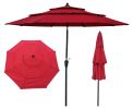 9Ft 3-Tiers Outdoor Patio Umbrella with Crank and tilt and Wind Vents for Garden Deck Backyard Pool Shade Outside Deck Swimming Pool RT(D0102HEBEWY)