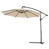 10 FT Solar LED Patio Outdoor Umbrella Hanging Cantilever Umbrella Offset Umbrella Easy Open Adustment with 24 LED Lights - tan(D0102HEBE5U)