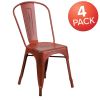 Commercial Grade 4 Pack Distressed Metal Indoor-Outdoor Stackable Chair(D0102HEI41V)
