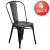 Commercial Grade 4 Pack Distressed Metal Indoor-Outdoor Stackable Chair(D0102HEI4CW)