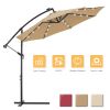 10 FT Solar LED Patio Outdoor Umbrella Hanging Cantilever Umbrella Offset Umbrella Easy Open Adustment with 24 LED Lights(D0102HHV9ZA)