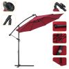 10 FT Solar LED Patio Outdoor Umbrella Hanging Cantilever Umbrella Offset Umbrella Easy Open Adustment with 24 LED Lights(D0102HHV9MY)