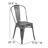 Commercial Grade 4 Pack Distressed Metal Indoor-Outdoor Stackable Chair(D0102HEI46G)