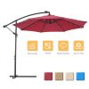 10 FT Solar LED Patio Outdoor Umbrella Hanging Cantilever Umbrella Offset Umbrella Easy Open Adustment with 24 LED Lights - Burgundy(D0102HEBE5Y)