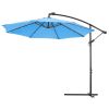 10 FT Solar LED Patio Outdoor Umbrella Hanging Cantilever Umbrella Offset Umbrella Easy Open Adustment with 24 LED Lights -blue(D0102HEBERV)
