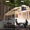 10 FT Solar LED Patio Outdoor Umbrella Hanging Cantilever Umbrella Offset Umbrella Easy Open Adustment with 24 LED Lights(D0102HHVG0U)