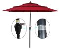 9Ft 3-Tiers Outdoor Patio Umbrella with Crank and tilt and Wind Vents for Garden Deck Backyard Pool Shade Outside Deck Swimming Pool RT(D0102HEBEWY)
