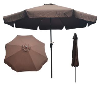 10ft Patio Umbrella Market Table Round Umbrella Outdoor Garden Umbrellas with Crank and Push Button Tilt for Pool Shade Outside RT(D0102HEBE4W)