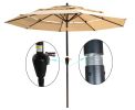 9Ft 3-Tiers Outdoor Patio Umbrella with Crank and tilt and Wind Vents for Garden Deck Backyard Pool Shade Outside Deck Swimming Pool RT(D0102HEBEWG)