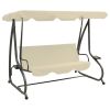 Outdoor Swing Bench with Canopy Sand White(D0102HETIJU)