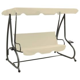 Outdoor Swing Bench with Canopy Sand White(D0102HETIJU)