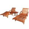 Sun Loungers 2 pcs with Table Solid Acacia Wood(D0102HE08PG)