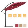 10 FT Solar LED Patio Outdoor Umbrella Hanging Cantilever Umbrella Offset Umbrella Easy Open Adustment with 24 LED Lights(D0102HHV9MY)