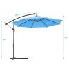 10 FT Solar LED Patio Outdoor Umbrella Hanging Cantilever Umbrella Offset Umbrella Easy Open Adustment with 24 LED Lights -blue(D0102HEBERV)