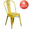 Commercial Grade 4 Pack Distressed Metal Indoor-Outdoor Stackable Chair(D0102HEI467)