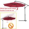 10 FT Solar LED Patio Outdoor Umbrella Hanging Cantilever Umbrella Offset Umbrella Easy Open Adustment with 24 LED Lights - Burgundy(D0102HEBE5Y)