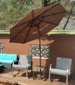 9Ft 3-Tiers Outdoor Patio Umbrella with Crank and tilt and Wind Vents for Garden Deck Backyard Pool Shade Outside Deck Swimming Pool(D0102HEBEWU)