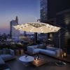 10 FT Solar LED Patio Outdoor Umbrella Hanging Cantilever Umbrella Offset Umbrella Easy Open Adustment with 24 LED Lights - tan(D0102HEBE5U)